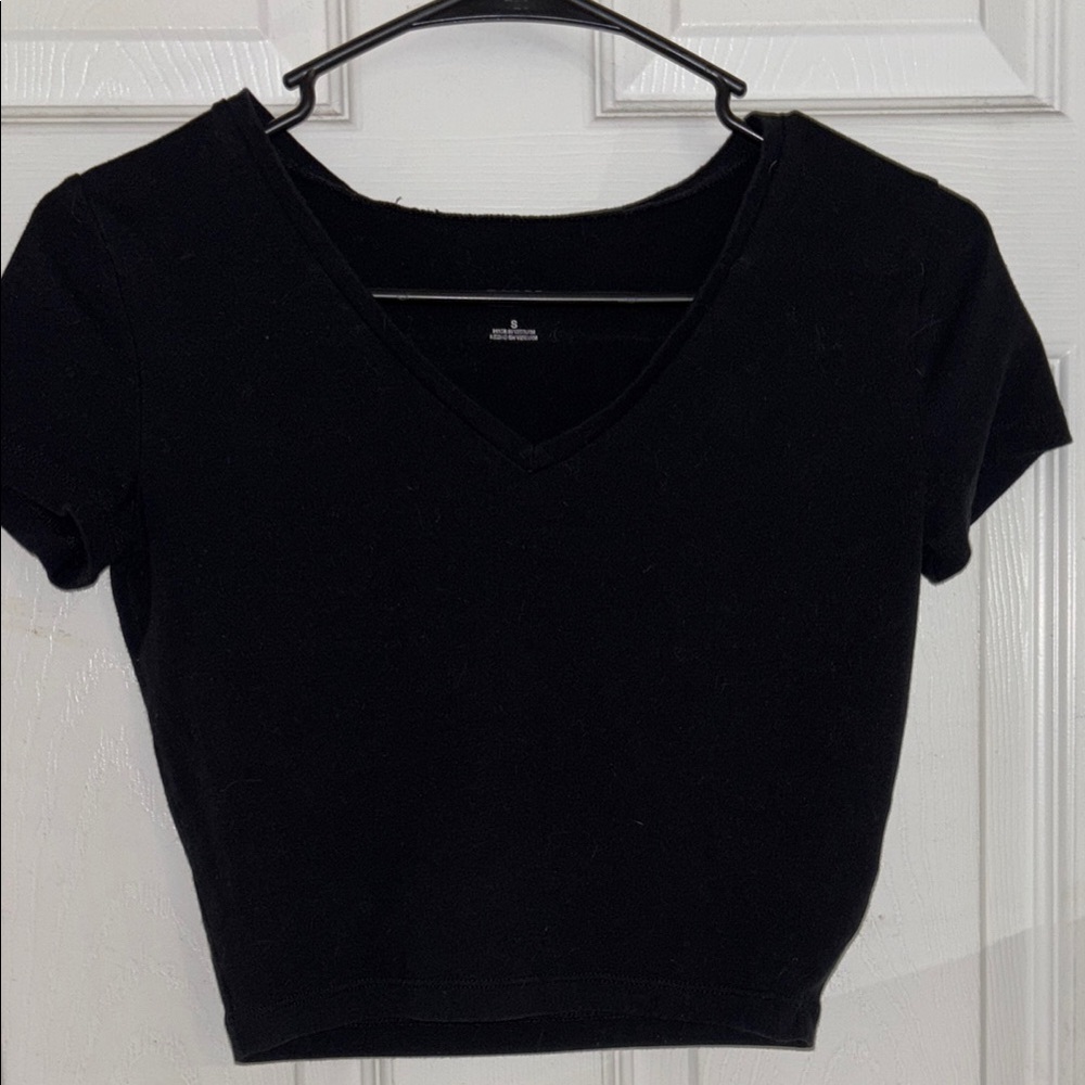 Wild Fable Black Crop Fitted T-Shirt